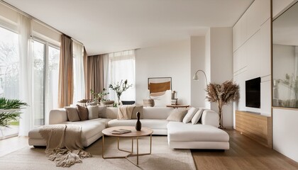 Fototapeta premium Choosing the Right Lighting Style for White and Neutral Living Room