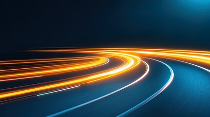 Abstract Orange and Blue Light Trails Swirling