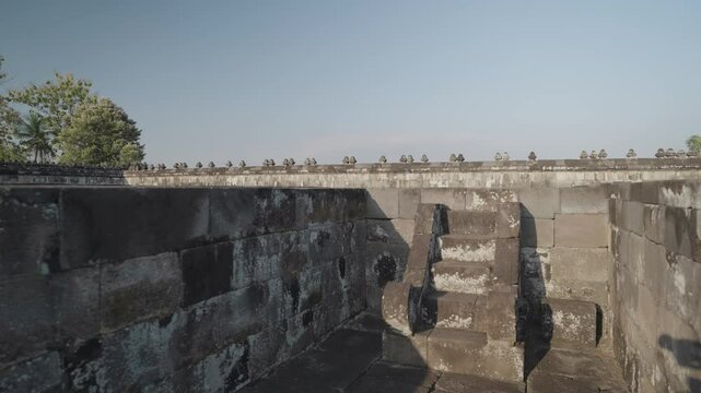 Yogyakarta, Indonesia - Candi Ratu Boko Palace archaeological site in Java. South of Prambanan temple complex during Sunset