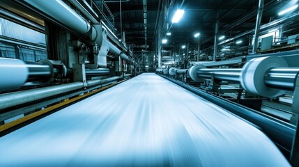 Obraz premium High-Speed Paper Production Line in a Modern Factory