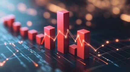 A digital graph displaying fluctuating financial data trends.