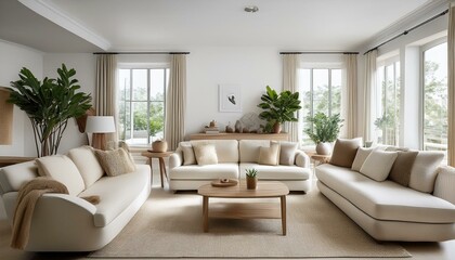 Fototapeta premium Incorporating Vintage Elements into White and Neutral Living Room