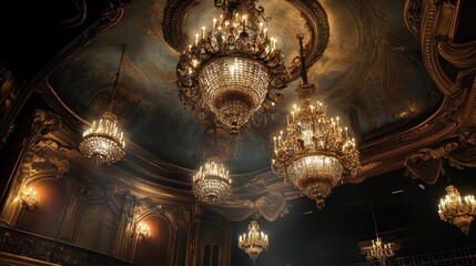 Obraz premium Ornate Chandeliers in a Gilded Hall