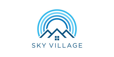 Home logos, housing with summer shades, logos for real estate business