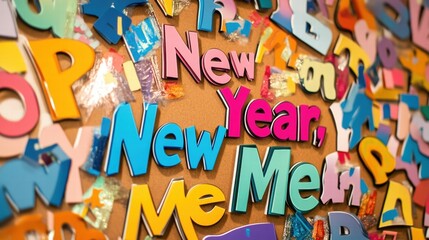 New Year New Me Colorful Letters Background