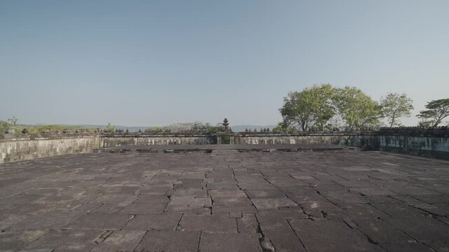 Yogyakarta, Indonesia - Candi Ratu Boko Palace archaeological site in Java. South of Prambanan temple complex during Sunset