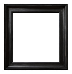 black wooden picture frame on transparent background