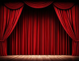 Red Stage Curtain window isolated with white background
