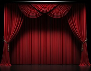 Red Stage Curtain window isolated with white background
