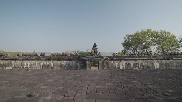 Yogyakarta, Indonesia - Candi Ratu Boko Palace archaeological site in Java. South of Prambanan temple complex during Sunset