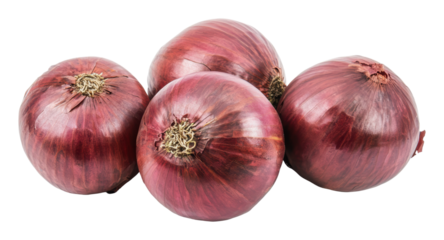 Fresh red onions ready for cooking and salads, cut out - stock png.
