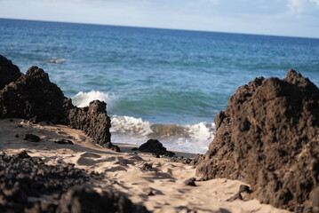 Secret beach and coral rocks in Maui Hawaii