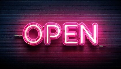 ネオンサインOPENの文字ピンク色に光る電飾