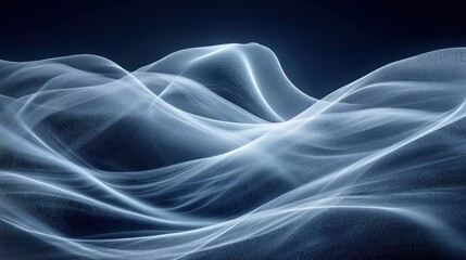 Obraz premium Abstract glowing blue waves on dark background.