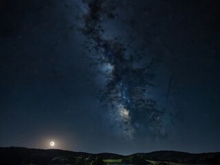 Night Sky Landscape Milky Way Moon Stars