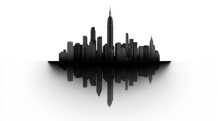 Naklejka premium Abstract layered city silhouette, black vector design with varying line weights, isolated on white, a modern twist on classic skyline art