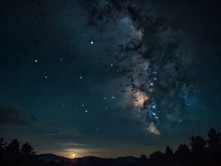 Night Sky Milky Way Stars Moon Landscape