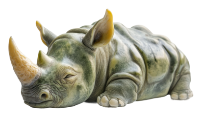 Rhinoceros sculpture displaying intricate details, cut out - stock png.