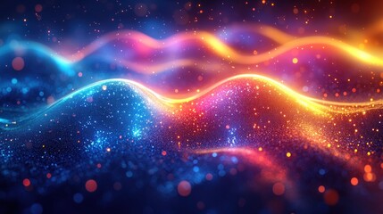 Obraz premium Abstract glowing wave energy particles.