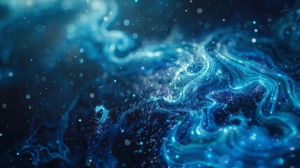 Obraz premium A mesmerizing scene of luminescent creatures swirling amid the murky depths representing the complex and interconnected nature of blockchain technology.