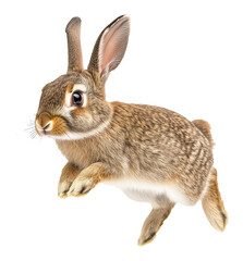 Obraz premium Brown rabbit jumping isolated on transparent background