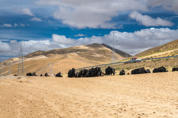 Sand dunes around lake Manasarovar is a high altitude freshwater lake in Tibet