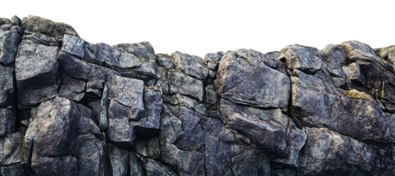 Majestic stone cliff under clear sky, cut out - stock png.