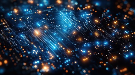 Naklejka premium A blue digital background with a circuit board pattern, perfect for a technology-focused design