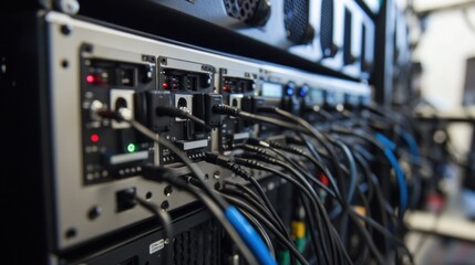 Close-up of Audio Equipment and Cables