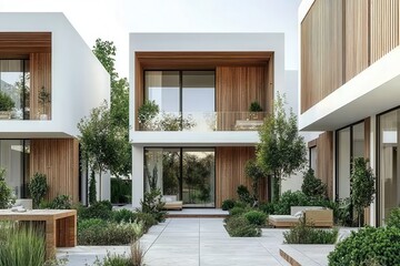 Innovative eco-friendly urban neighborhood design modern architecture sustainable living community urban environment aesthetic perspective green lifestyle concepts for sustainable development