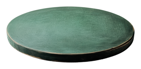 Circular green board for display and serving use, cut out - stock png.