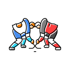 faceoff ice hockey sport game color icon vector. faceoff ice hockey sport game sign. isolated symbol illustration