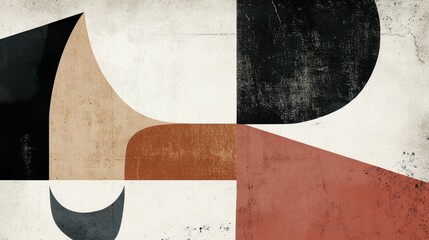 Abstract composition featuring geometric shapes and earthy tones.