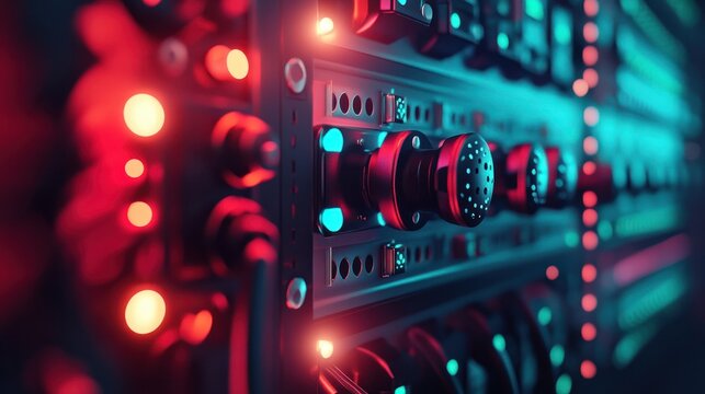 Close-up of network connection plug in data center