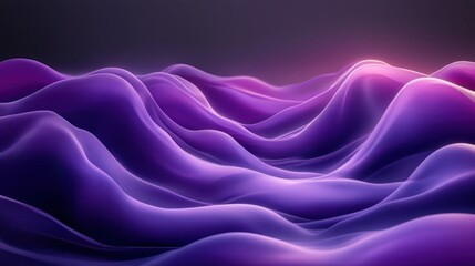Fototapeta premium Abstract purple waves, flowing, glowing, dark background.