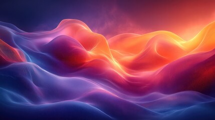 Obraz premium Digital Abstract Background Futuristic Waves with Glowing Lines in Blue Orange and Purple Colors