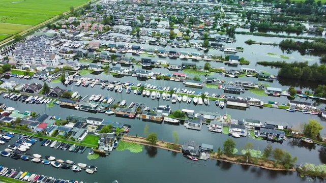 Houses and Boats, Islands and Canals. Scheendijk, Netherlands