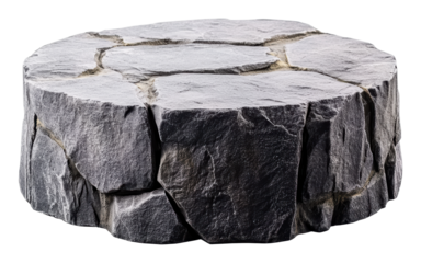 Round stone bench ideal for outdoors, cut out - stock png.