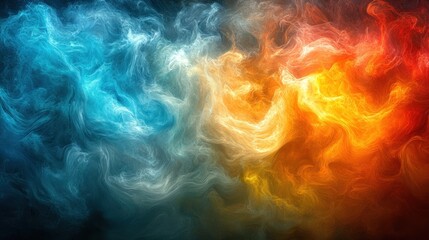 Obraz premium Abstract swirling blue and orange smoke.
