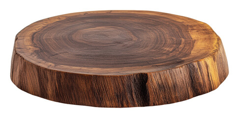 Natural wooden serving platter for rustic dining, cut out - stock png.