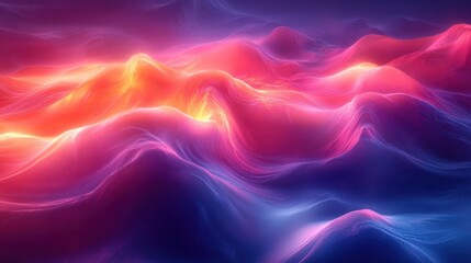 Obraz premium Digital Abstract Landscape Flowing Waves Neon Colors 3D Background Technology Network Storage Education