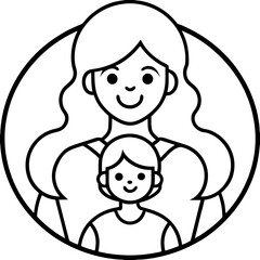 Obraz premium Watercolor girl with child illustration, family logo design.