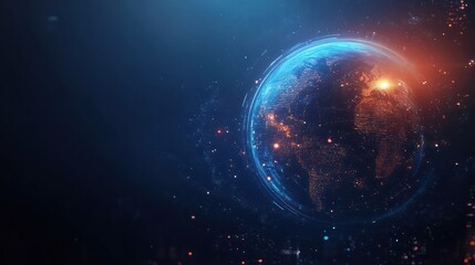 Fototapeta premium Smart digital city with globalization abstract graphic showing connection network . Concept of future 5G smart wireless digital city and social media networking systems .