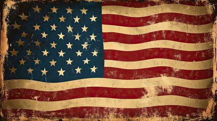 A flag background with wavy stripes and a gradient middle framed by stars