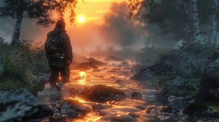 Fototapeta premium Discovering Hidden Gems Along the Meandering Stream