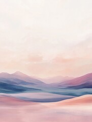 Abstract landscape background. Panorama view wallpaper in minimal style design with field, meadow, sky and cloud in pastel color. For prints, interiors, wall art, decoration, covers, and banners.