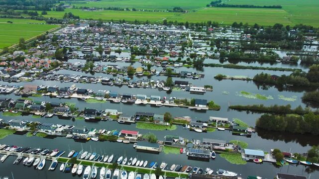 Houses and Boats, Islands and Canals. Scheendijk, Netherlands