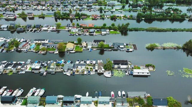 Houses and Boats, Islands and Canals. Scheendijk, Netherlands