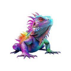Obraz premium Vibrant Rainbow Iguana A Colorful Reptile Portrait