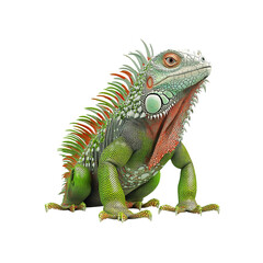 Obraz premium Vibrant Green Iguana Lizard Isolated on White Background